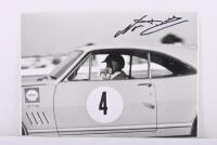 BEECHEY: A black and white image of Norm Beechey driving the HT Monaro. Image signed by Norm Beechey
