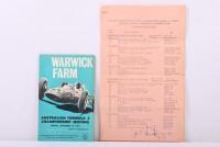 WARWICK FARM: An original Sunday, September 19, 1965 'WARWICK FARM - AUSTRALIAN FORMULA 2 CHAMPIONSHIP MEETING' OFFICIAL PROGRAMME. With 'PROVISIONAL ACCEPTANCE LIST'