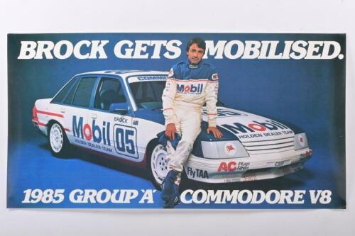 BROCK: An original poster featuring "Brock Gets Mobilised, 1985 Group A Commodore V8"