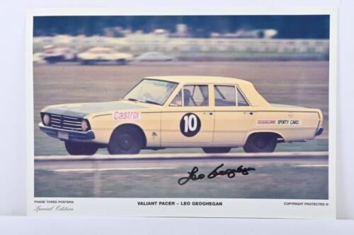 GEOGHEGAN: A Special Edition PHASE THREE POSTERS colour picture of a Valiant Pacer as driven by Leo Geoghegan. Leo Geoghegan signature