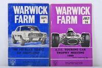 WARWICK FARM: Two original 1968 WARWICK FARM Official Programmes. July 14 'A.J.C. TOURING CAR TROPHY MEETING 1968' & Sept.8 '1968 AUSTRALIAN TOURING CAR CHAMPIONSHIP' Official Programmes