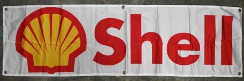 SHELL: A cloth 'Shell' banner. Banner measures 150cm x 43.5cm