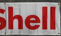 SHELL: A cloth 'Shell' banner. Banner measures 150cm x 43.5cm - 3