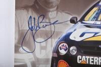 BOWE: A small colour poster - 'FORD FALCON AU - V8 SUPERCAR - JOHN BOWE' - featuring image of John Bowe and the Caterpillar AU Ford Falcon. John Bowe signature - 2