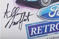 FORD: A 'Ford RETRO-RUN '99' promotional poster featuring colour illustrations of various Ford models. Poster signed by numerous Ford associates including Harry Firth, Allan Moffat, Glenn Seton - 4