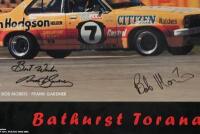 TORANA: A large Phase Three Posters poster - 'Bathurst Toranas GTR XU-1 L34 A9X' - featuring a quartet of Holden Torana's as raced by various A.T.C.C drivers. Colin Bond, Peter Brock, Frank Gardner, Bob Morris, Jim Richards signatures - 4