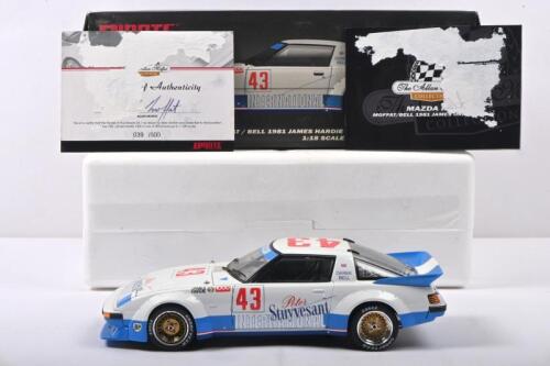 MAZDA RX7: A 1:18 scale Biante Mazda RX7 as raced to third place by Moffat/Bell in 1981 James Hardie 1000. Numbered '039'/500
