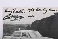 1962 ARMSTRONG 500: A black and white picture on photographic paper of the 1962 Armstrong 500 winning Ford Motor Co. of Australia Ford Falcon XL of Harry Firth and Bob Jane. Firth & Jane signatures - 2