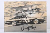 JAGUAR: A black and white re-printed image of the 1985 Bathurst winning 1985 Jaguar XJ-S of Armin Hahne and John Goss. Goss & Hahne signatures