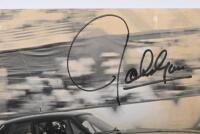 JAGUAR: A black and white re-printed image of the 1985 Bathurst winning 1985 Jaguar XJ-S of Armin Hahne and John Goss. Goss & Hahne signatures - 2