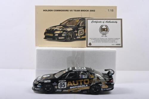 TEAM BROCK: A AUTOART HOLDEN COMMODORE VX TEAM BROCK 2002. Numbered '0587'/8000. Model commemorates 30 years since Peter Brock's first of nine wins and his last drive at "THE MOUNTAIN" on OCTOBER 13th 2002