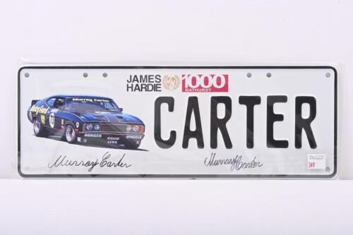 CARTER: A James Hardie 1000 Murray Carter number plate. Plate with original Murray Carter signature