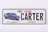 CARTER: A James Hardie 1000 Murray Carter number plate. Plate with original Murray Carter signature