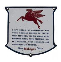MOBILGAS: A small enameled 'Mobilgas' dealers rest room shield&nbsp;with Pegasus horse, (19.5 cm high x 20.5cm wide) - 3