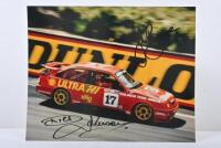 BOWE/JOHNSON: A reproduced colour picture of the 1989 Bathurst winning Ford Sierra RS 500 of Dick Johnson and John Bowe. Bowe & Johnson signatures