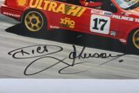 BOWE/JOHNSON: A reproduced colour picture of the 1989 Bathurst winning Ford Sierra RS 500 of Dick Johnson and John Bowe. Bowe & Johnson signatures - 3