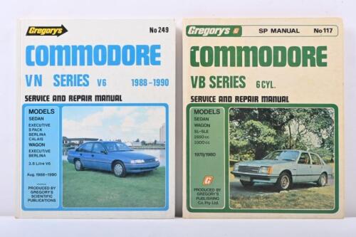 Commodore: Two Gregory'S Hardcover Commodore Service And Repair Manuals. 1980 'Commodore Vb Series 6 Cyl 1978/1980 (Sp Manual No 117)' & 1989 'Commodore Vn Series V6 1988 - 1990 (No 249)' Service And Repair Manuals