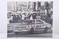 BOND: A grainy black and white reproduced image of the 1969 Holden HT 350 Monaro GTS of Colin Bond. Colin Bond signature