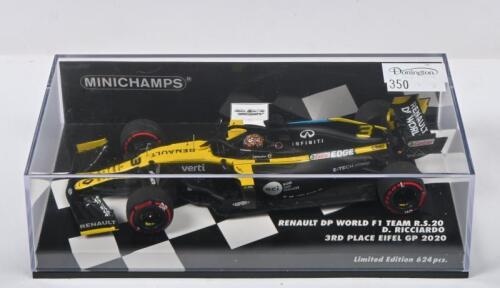 RICCIARDO: A Limited Edition 1:43 scale Paul's Model Art MINICHAMPS Renault DP World F1 Team R.S.20. As raced to third place by D.Ricciardo at Place Eifel GP, 2020. One of 624 pcs