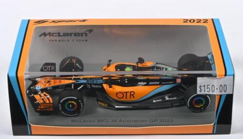 RICCIARDO: A 1:43 scale spark McLaren MCL36. As raced by D.Ricciardo at 2022 Australian GP (S8528)