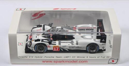 PORSCHE: A Limited Edition 1:43 scale spark Porsche 919 Hybrid - Porsche Team - LMP1 HY. As raced by T.Bernhard, M.Webber, B.Hartley to victory at 6 hours of Fuji 2015 (SJ036). Numbered '072'/500