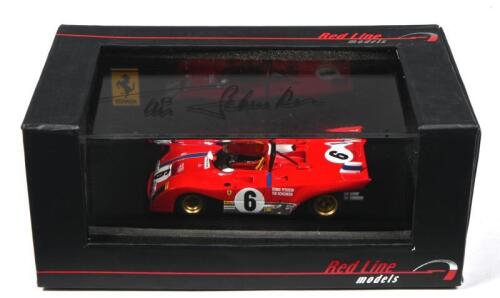 SCHENKEN: A 1:43 scale Red Line models Ferrari 312 PB as raced by Tim Schenken to second place at 1972 Daytona (RL125). Tim Schenken signature