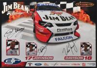 JIM BEAN RACING: A framed Jim Bean Racing team DJR&nbsp;poster signed by Dick Johnson, Steve Johnson and Will Davidson