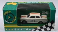 FORD: A Limited Edition 1:43 scale Vanguards 'HEROES OF AUSTRALIAN MOTOR SPORT' Ford Cortina Mk1 GT. As raced by Bob Jane to victory at 1964 Armstrong 500 (VA07302). Numbered '0865' of 3,000 worldwide,