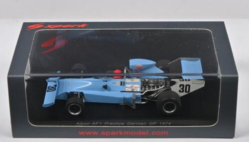 PERKINS: A 1:43 scale spark Amon AF1. As used by Larry Perkins in practice at the 1974 German GP (S3540)