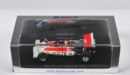 SCHUPPAN: A 1:43 scale spark BRM P153 as raced by Vern Schuppan at 1972 Belgium GP (S1155). Vern Schuppan signature