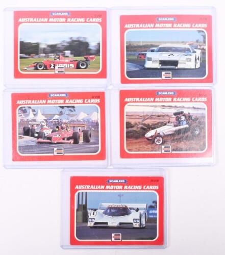 AUSTRALIAN RACING: Five SCANLENS 'AUSTRALIAN MOTOR RACING CARDS'. Cards feature various Australian Motorsport scenes from the 1980's