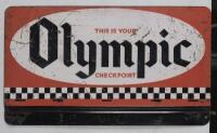 OLYMPIC: A 'Olympic - Authorised Tyre Service Centre' single sided tin advertising sign, 61cm square (SALEROOM NOTICE) - 2