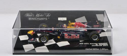 WEBBER: A Limited Edition 1:43 scale Paul's Model Art MINICHAMPS 2011 RED BULL RACING RENAULT SHOWCAR. As demonstrated by Mark Webber. One of 1,200 pcs