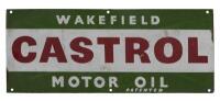 CASTROL WAKEFIELD: A rare and interesting 'Castrol Wakefield' transitional enameled sign, with earlier printed logo visible under updated 'Wakefield Castrol Motor Oil Patented' logo, (30.5cm high x 76cm wide) - 3