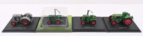 DEUTZ: Four Hachette Partworks 1:43 scale Deutz tractor models. Boxed 1946 Deutz F1M 414