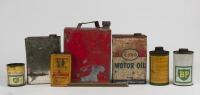 TINS: Seven miscellaneous oil tins including Firezone Oil, Energol, BP, Esso and Southern Corss Lubricating Oil - 4