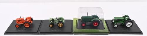 ITALIAN TRACTORS: Four Hatchette Partworks 1:43 scale Italian tractor models. 1947 Oliver Standard 70 in green with red wheels with display box