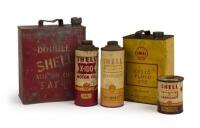 SHELL: Five Shell oils and grease tins including 'X-100 40', 'Shell Retimax Go' and 'Shell Donax A.1' - 3