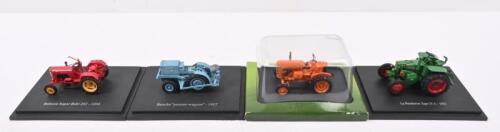 FRENCH TRACTORS: Four Hachette Partworks 1:43 scale French tractor models. 1951 Labourier LD 15 in orange