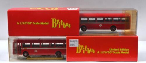 AEC: Two Limited Edition 1:76 scale AEC Britbus models. AEC MERLIN, one door, single deck, in red 'LONDON TRANSPORT livery (ME1-02) & AEC SWIFT, single door, Route 132 'LONDON TRANSPORT' bus (AS1-02) models