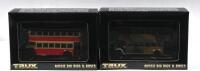 LEYLAND: Two 1:76 scale TRUX 'AUSSIE BIG RIGS & BUSES' Leyland bus&nbsp;models. 1929 LEYLAND TITAN TD1 DOUBLE DECK BUS (TX3E) in camouflagued Woolloomooloo&nbsp;livery & 1933 LEYLAND TITAN TD1 DOUBLE DECKER BUS (TX3F),&nbsp;red/cream Drummoyne, Route 992 livery