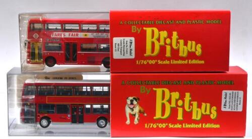 SCANIA: Two Limited Edition 1:76 scale Scania Britbus models. Scania-Metropolitan, MD Class, in red 'LONDON TRANSPORT' livery (N 6213) & EAST LANCS BODIED SCANIA OMNIDEKKA, LONDON SOVEREIGN, Route 13 'LONDON TRANSPORT' bus (ES3-01)