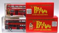 SCANIA: Two Limited Edition 1:76 scale Scania&nbsp;Britbus&nbsp;models. Scania-Metropolitan, MD Class, in red&nbsp;'LONDON TRANSPORT' livery (N 6213) & EAST LANCS BODIED SCANIA OMNIDEKKA, LONDON SOVEREIGN, Route 13 'LONDON TRANSPORT' bus (ES3-01)