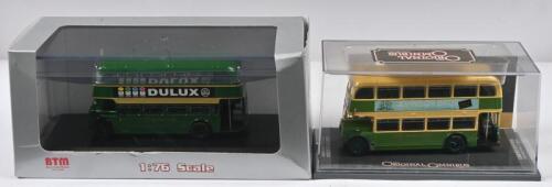 BRISTOL: Two 1:76 scale bus models. BTM Bristol Lodekka LD6G Double Deck bus in green 'Southern Vectis' livery & CORGI 'THE ORIGINAL OMNIBUS' Bristol Lodekka FS in 'SOUTHDOWN MOTOR SERVICES LTD' livery (OM40801), numbered '2839' of 11,000