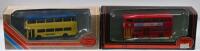 DAIMLER: Two Exclusive First Editions 1:76 scale bus models. Daimler DMS&nbsp;(25701) in red 'LONDON TRANSPORT' livery & Daimler DMS 1 Door&nbsp;(25809) in lemon/blue 'YELLOW BUSES Bournemouth' livery