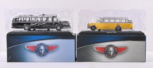 ATLAS EDITIONS: Two 1:76 scale Atlas Edition 'Classic Coaches' including Saurer L4C in yellow & Krupp Titan O80 'Senior Luxus' finished in black.