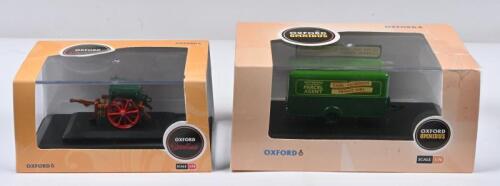 OXFORD: Two 1:76 scale Oxford models including Oxford Showtime collection water bowser (Code 76WB002) and Oxford Omnibus Southdown Mobile Trailer (Code 76TR4014).