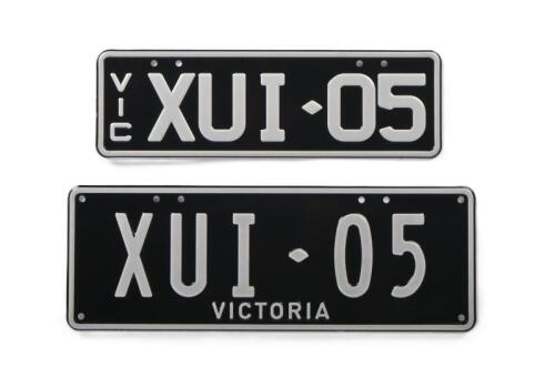 XU1: A set of black and white Victorian number plates - 'XUI-05'. With rights to display