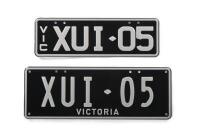 XU1: A set of black and white Victorian number plates - 'XUI-05'. With rights to display