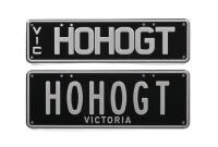 HO GT: A set of black and white Victorian number plates - 'HOHOGT'. With rights to display